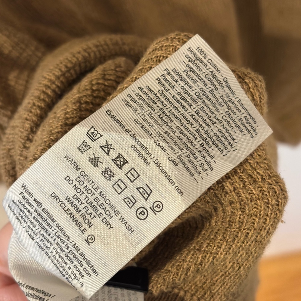 Selected Homme 100% Organic Cotton Men’s Tan Quilted Crewneck Size XL - Picture 6 of 7